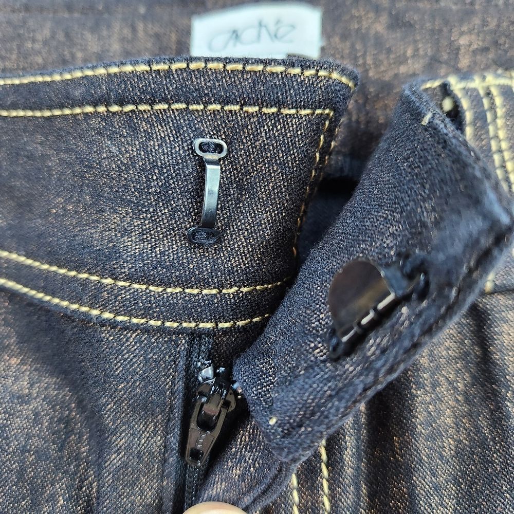 Cache Bronze Metallic Stretch Bootcut Jeans Size … - image 7